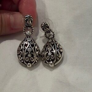Brighton Silver and Black Filigree Earrings